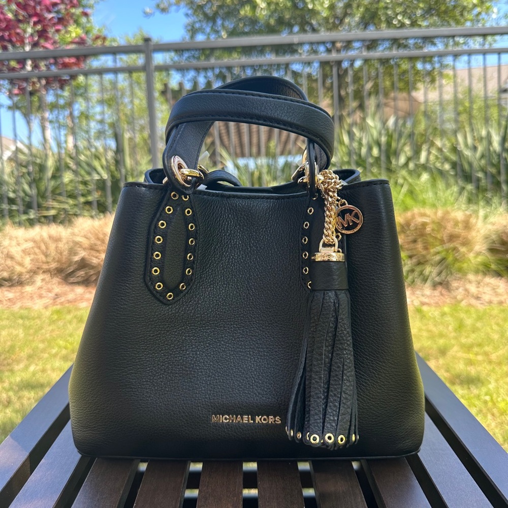 Michael Kors Brooklyn Grab Bag Satchel Small Tote With Studded Details